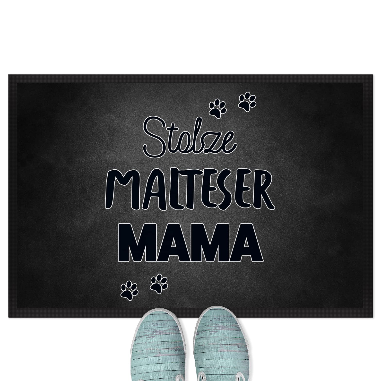 JUNIWORDS Fußmatte, Stolze Malteser Mama, 120 x 80 cm, mit Gummirand (1009970)