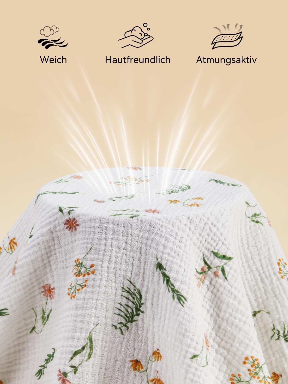 TILLYOU Musselin Spannbettlaken 2er Set Bettlaken Kinderbett 60x120 cm 100% Baumwolle Spannbettlaken Baby, Blumig