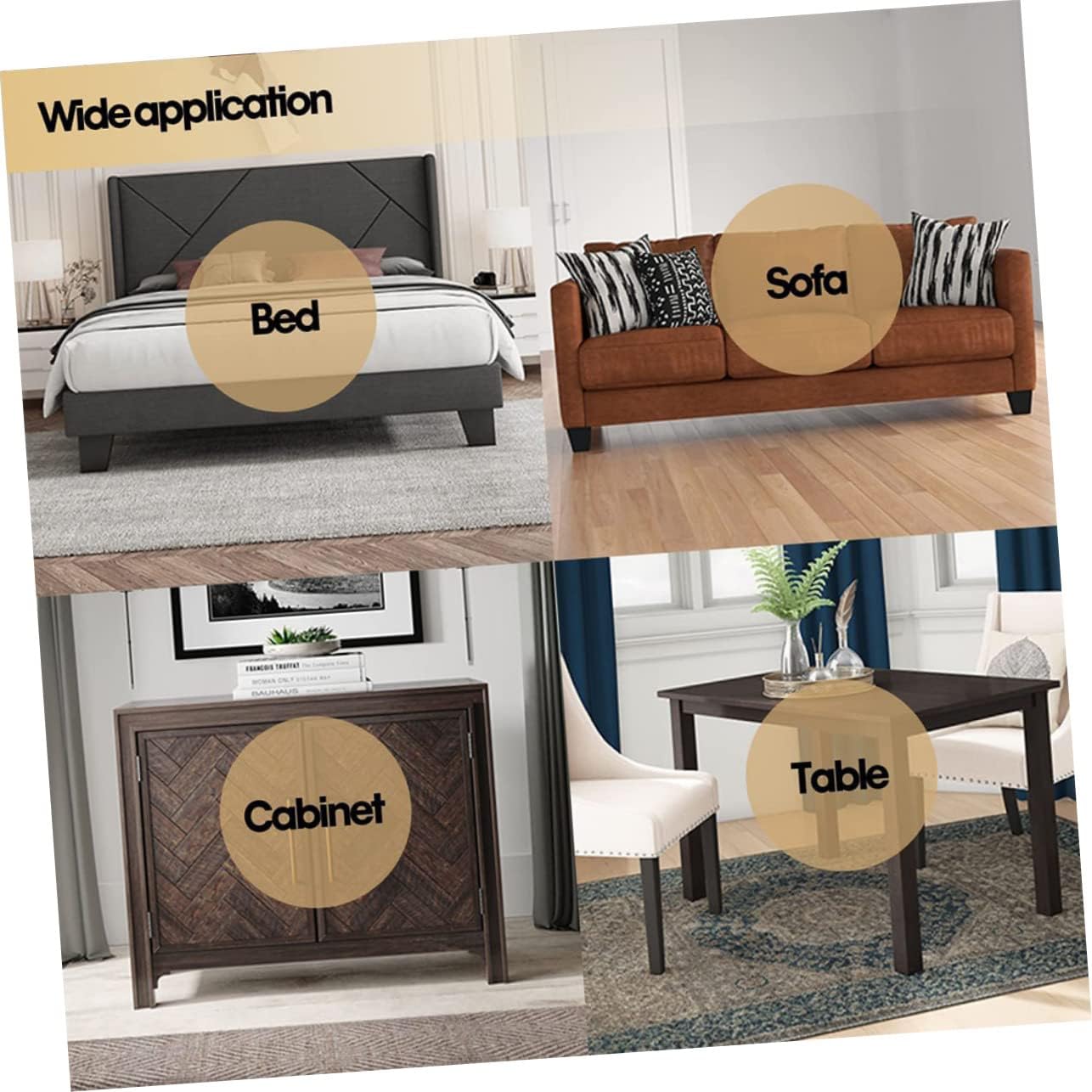 PRETYZOOM 6-Inch Adjustable Bed Risers Non-Slip Rubber Base Sofa and Desk Lift Blocks 4-Piece Set for Furniture Legs Support