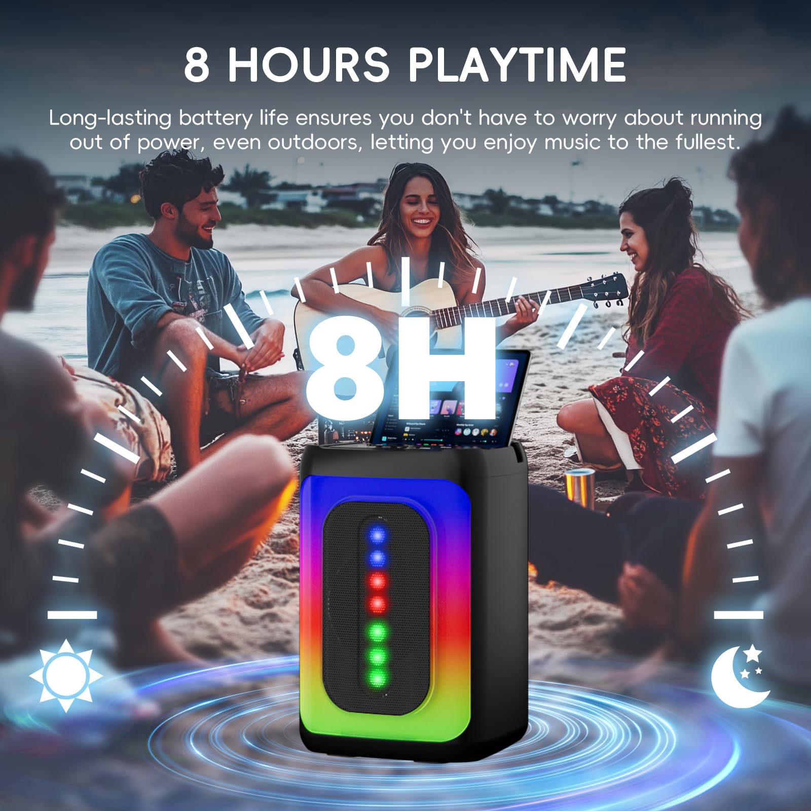 Ankuka Machine Karaoké avec 2 Microphones, Enceinte Bluetooth Portable avec Lumières LED TF/USB, FM, Aux, TWS pour Fête et Adultes, Cadeau pour Amis et Famille (Noir)