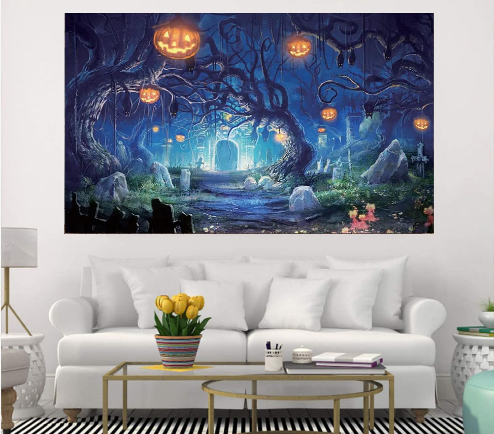 Dudaacvt Halloween-Hintergrund 3x3 M – Gruseliger Friedhof Mit Kürbissen