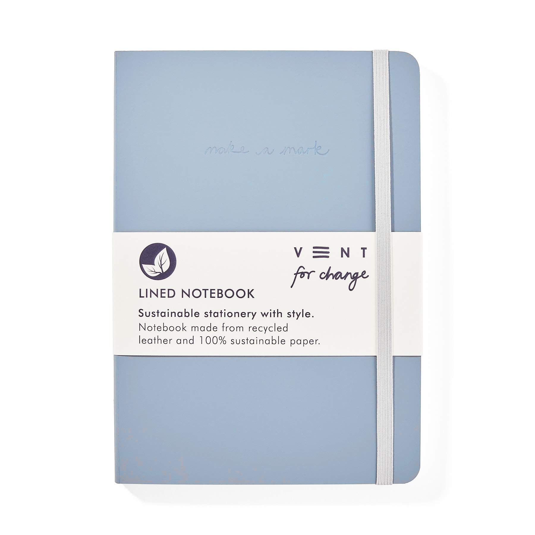 VENT for Change - Make a Mark Range Classic Design Eco Friendly Recycled Leather A5 Notebook with Lined Paper | Lined Notebook/Notepad | Lined Journal, Great As A Gift – Dusty Blue