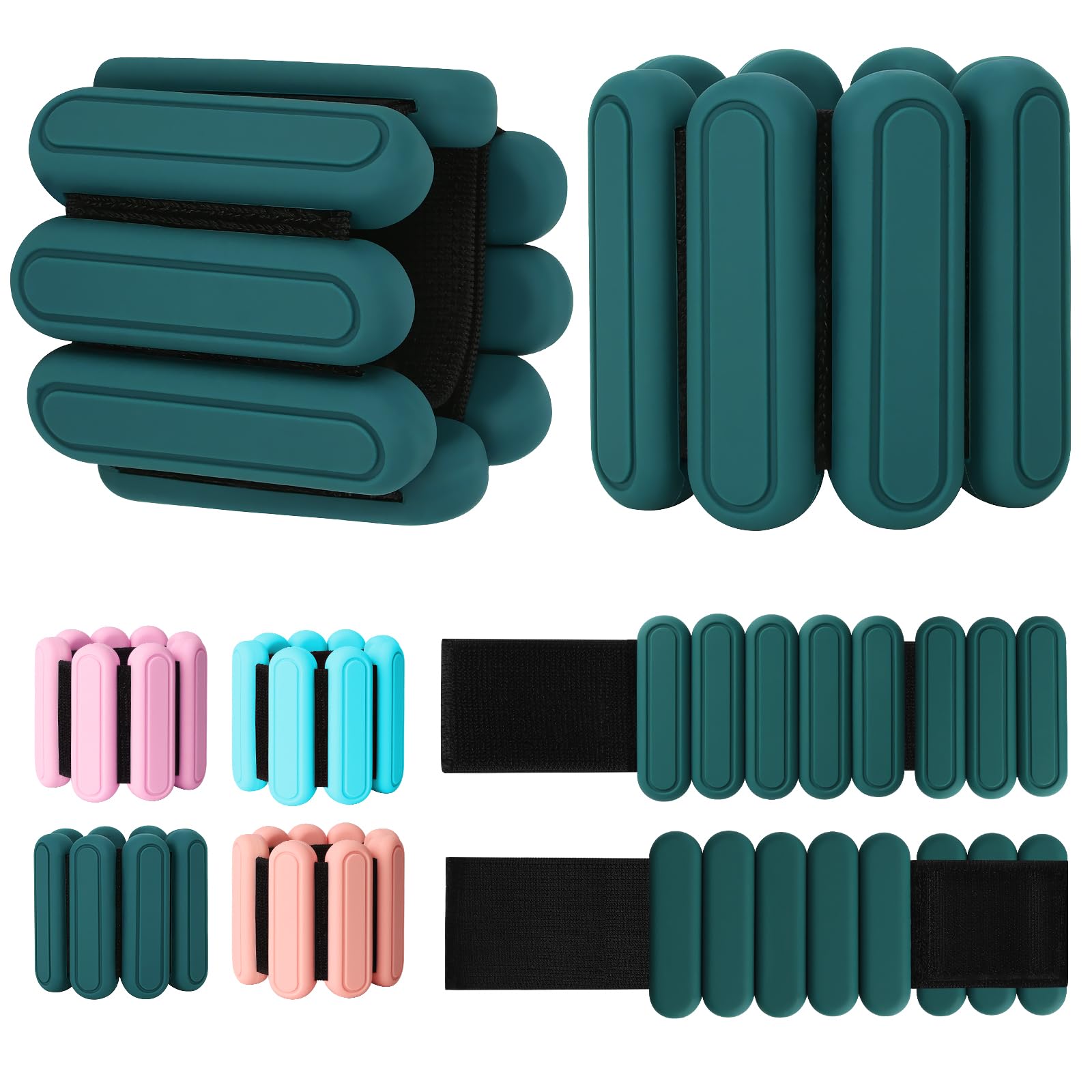 Adjustable Wrist & Ankle Weights Set of 2(1Lbs Each), Premium Silicone Wearable Weight Bracelets, Fits for Yoga, Pilates, Home Gym Workout, Dance, Pool Exercises, Jogging, Cardio, Strength Training