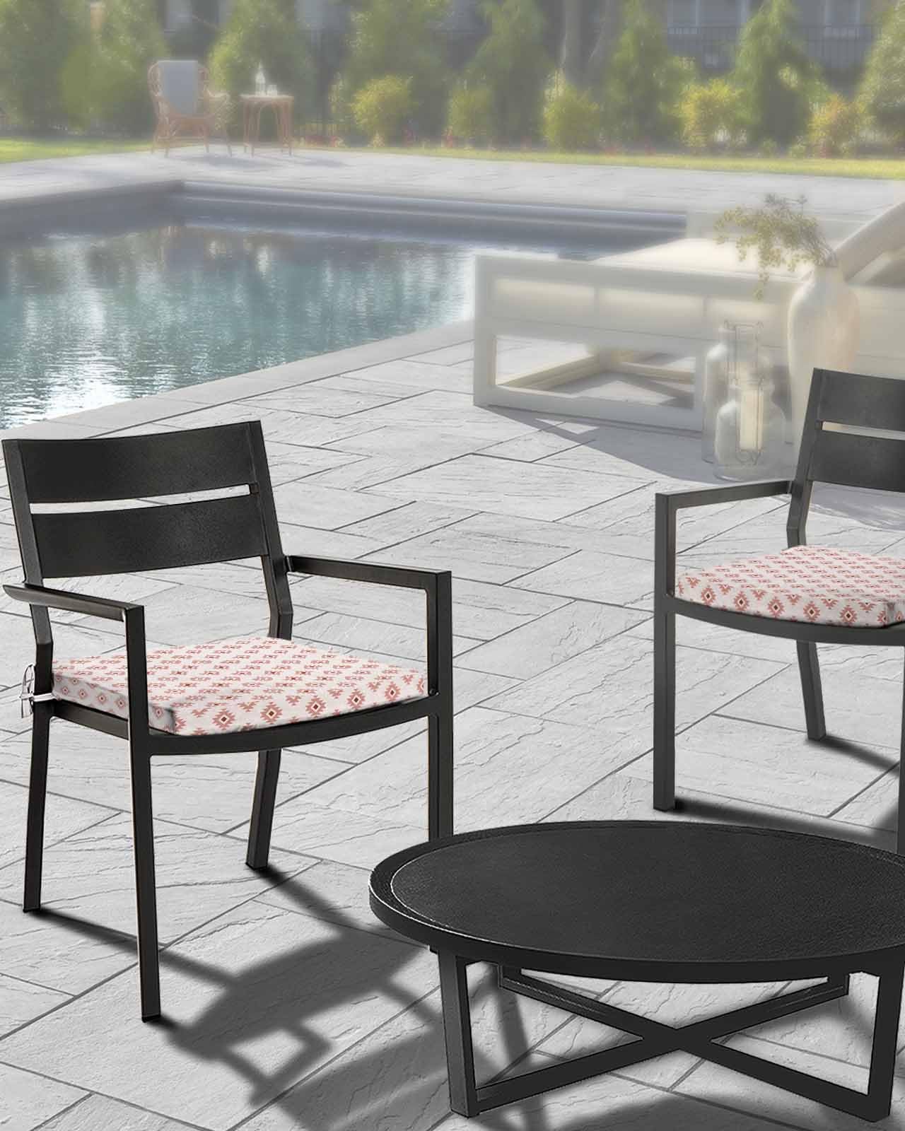 Edwiinsa Pink Geometric Indoor/Outdoor Seat Cushions Cover,Waterproof Patio Chaise Lounge Cushion Cover for Beach Pool Side Chair Cushions 22x22x2 Pieces Aztec Boho Moroccan Morocco Bohemian