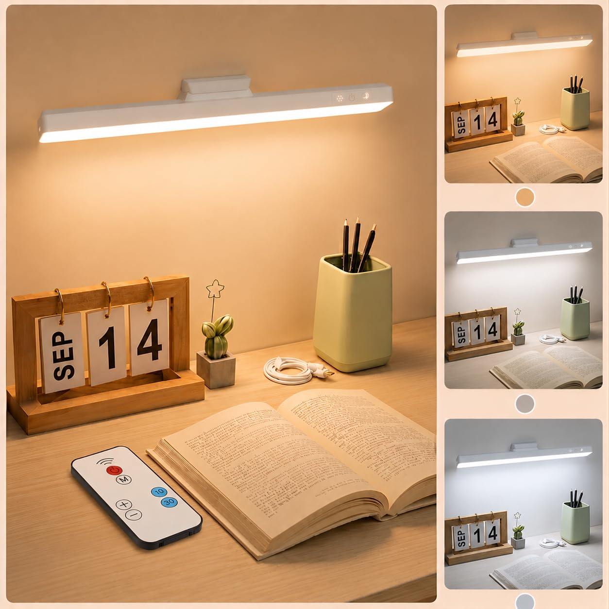 LED Rechargeable Touch Lamp, Magnetic Rechargeable Desk Lamp with Touch Dimmer, LED Study Table Lamp for Students, 3 Color Modes, Eye Protection, Study, Wardrobe, Cabinet, Desk (1, Sky White)-image-41