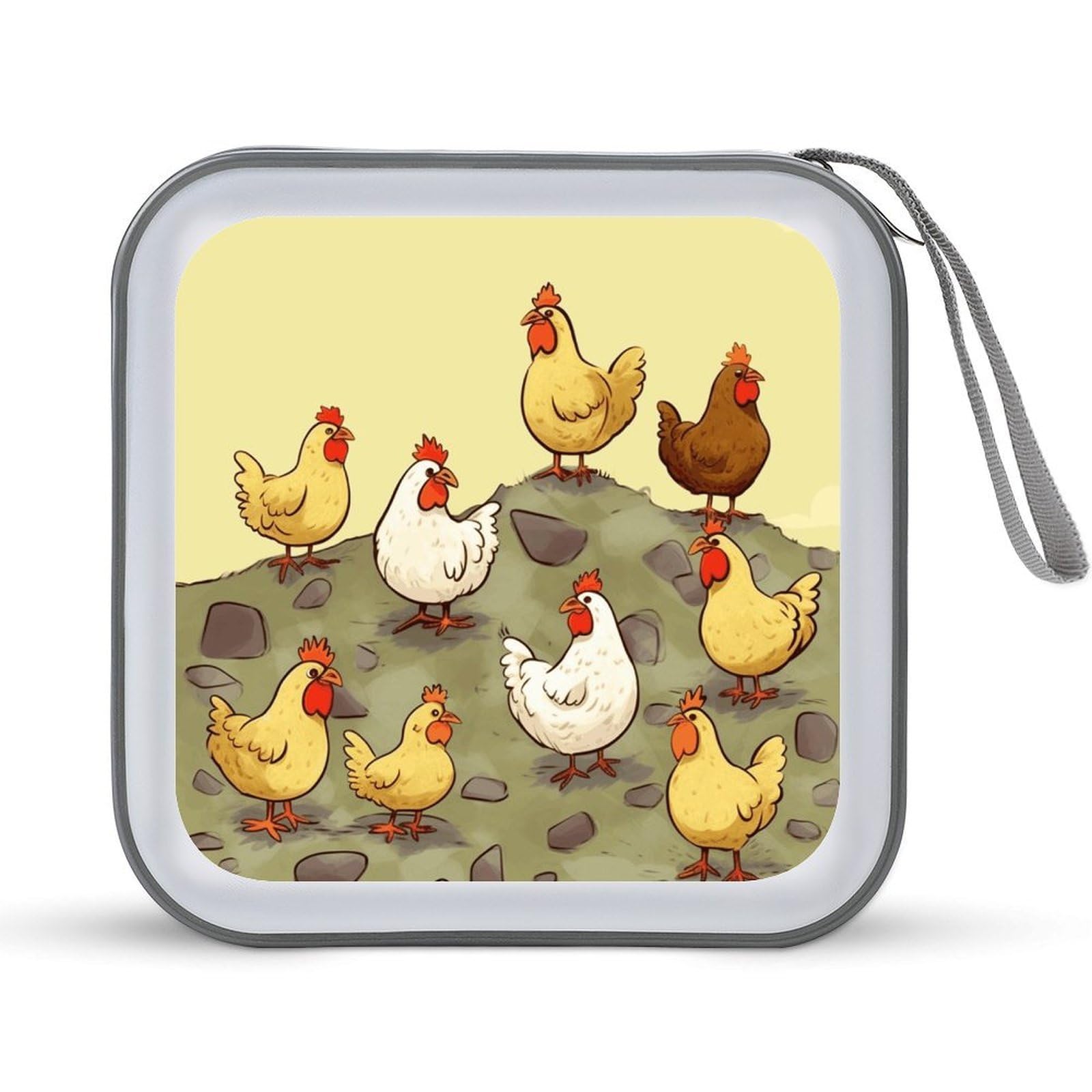 VstaDank A Brood of Chickens CD Case DVD Holder Storage Portable Carry Binder Holder Wallet Large Storage Disc Wallet Bag Hard Plastic DVD Disc Case Large Media Binder Capacity 40 Sheets