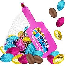 Fruidles Easter Pastel Foiled Eggs Milk Chocolate Mesh Bags, 18-Pack Happy Easter Day Eggs, Party Bag Fillers - Individually Wrapped, Kosher Certified Dairy, 4 Oz