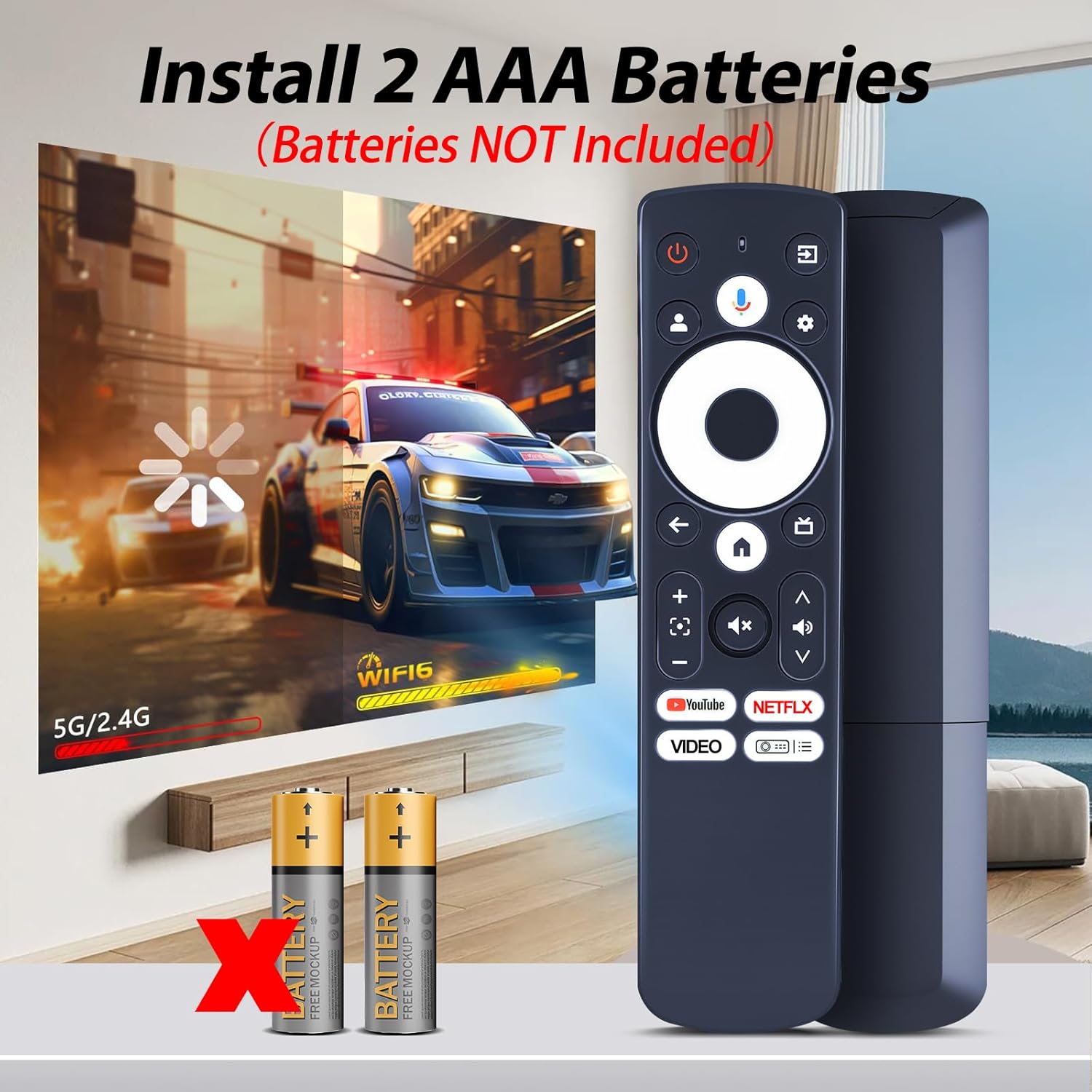 New Replacement Remote Control fit for Aurzen EAZZE D1G Google TV 4K Supported Smart Projector, for GooDee 4K GD500 Plus, WiMiUS G1 Projector