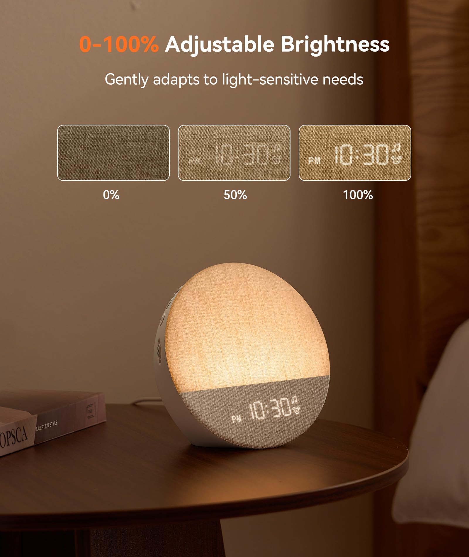 Dreamegg Sunrise 1 Despertador Luz Amanecer Máquina de Ruido Blanco con 29 Sonidos Calmantes, Rutinas de Sueño Personalizables, Luz de Noche Regulable, Despertador de Luz Dormitorios, Adultos, Niños
