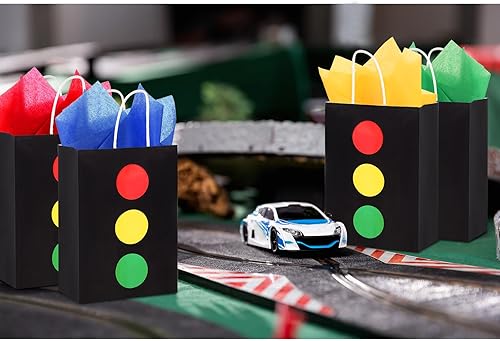 Miniatura 7 de Glenmal Paquete de 16 bolsas de regalo para autos de carreras con papel de seda a granel de 8.3 x 5.9 x 3.1 pulgadas, bolsas de recuerdo de fiesta