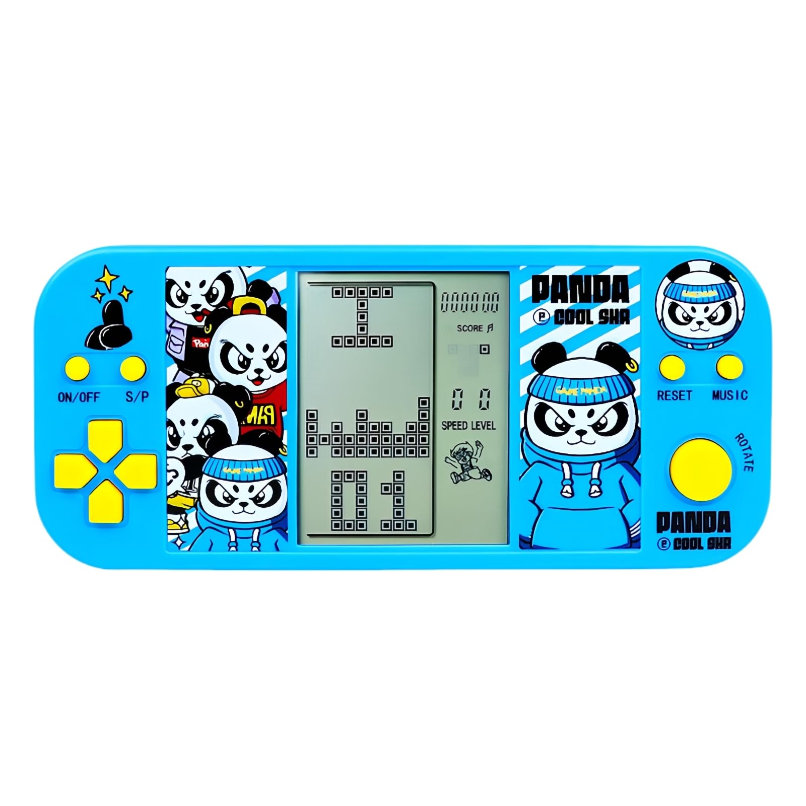 TAQY Panda Cartoon Retro Cube Game Console 26 Brick Games 2574 Levels Adjustable Speed/Difficulty Children/Adult Gandheld Electronic Game Block/Racing/Tank Battle Puzzle Toys (HBlue)