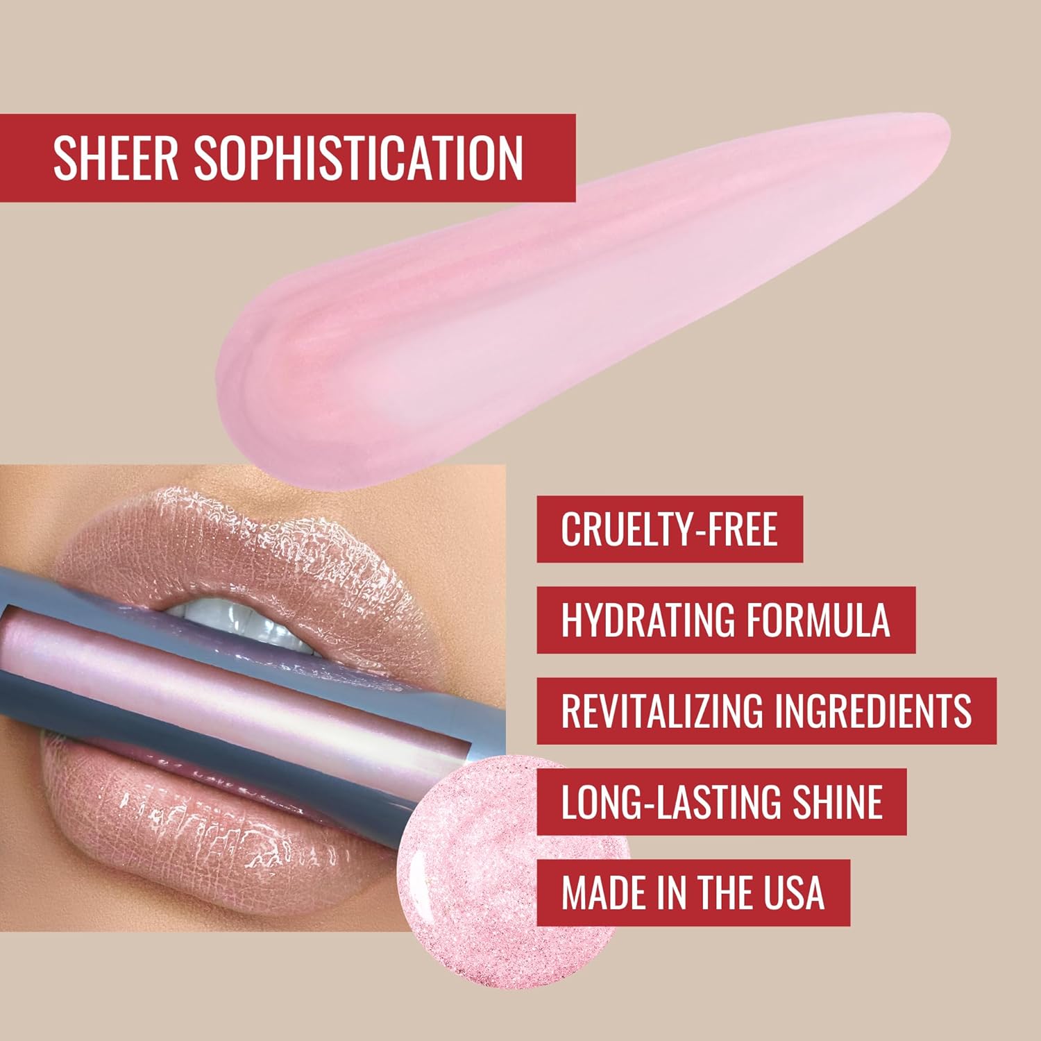 Runway Rogue Classic Gloss Bride In Show, Sheer Pearly Pale-Pink Hydrating Shimmer Lip Gloss with It’s a Wrap, Matte Blush-Pink Lip Liner and Sharpener