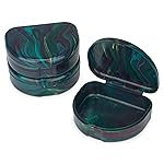 Practicon Marble Retainer Cases, Orthodontic Aligner Case, Mouth Guard Holder (3 Pack) (Dark Green)