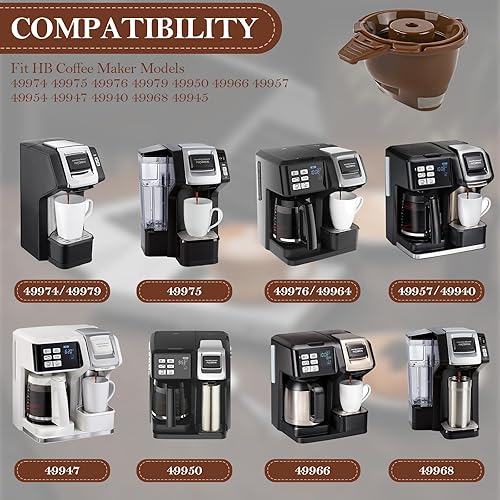 Miniatura 5 de ChangTa Paquete de 2 cestas de café molido de una sola porción para Hamilton Beach Flexbrew piezas de repuesto 49974 49975 49976 49979 49957 49954