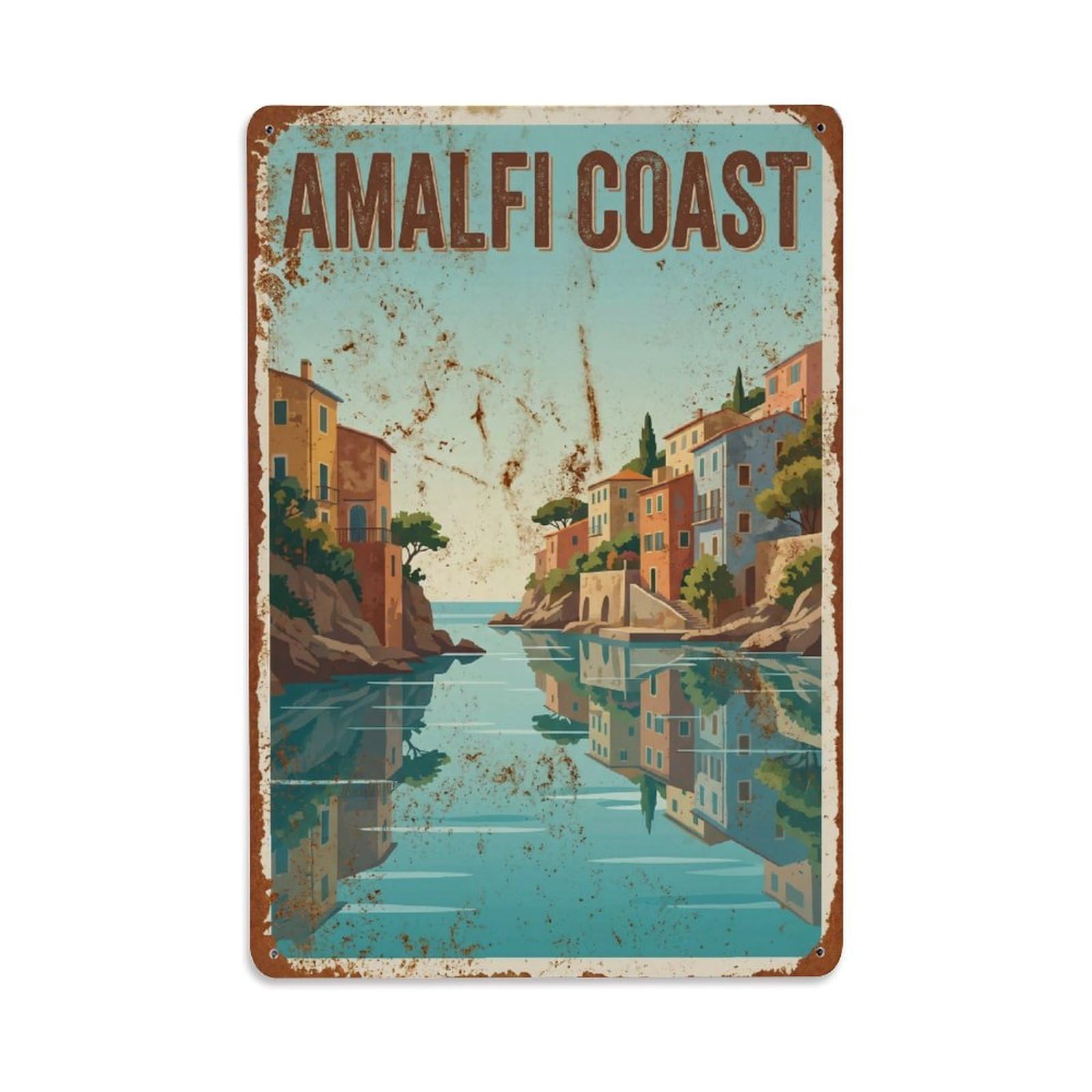 Vintage Travel Inlet Italy Peaceful Metal Tin Sign