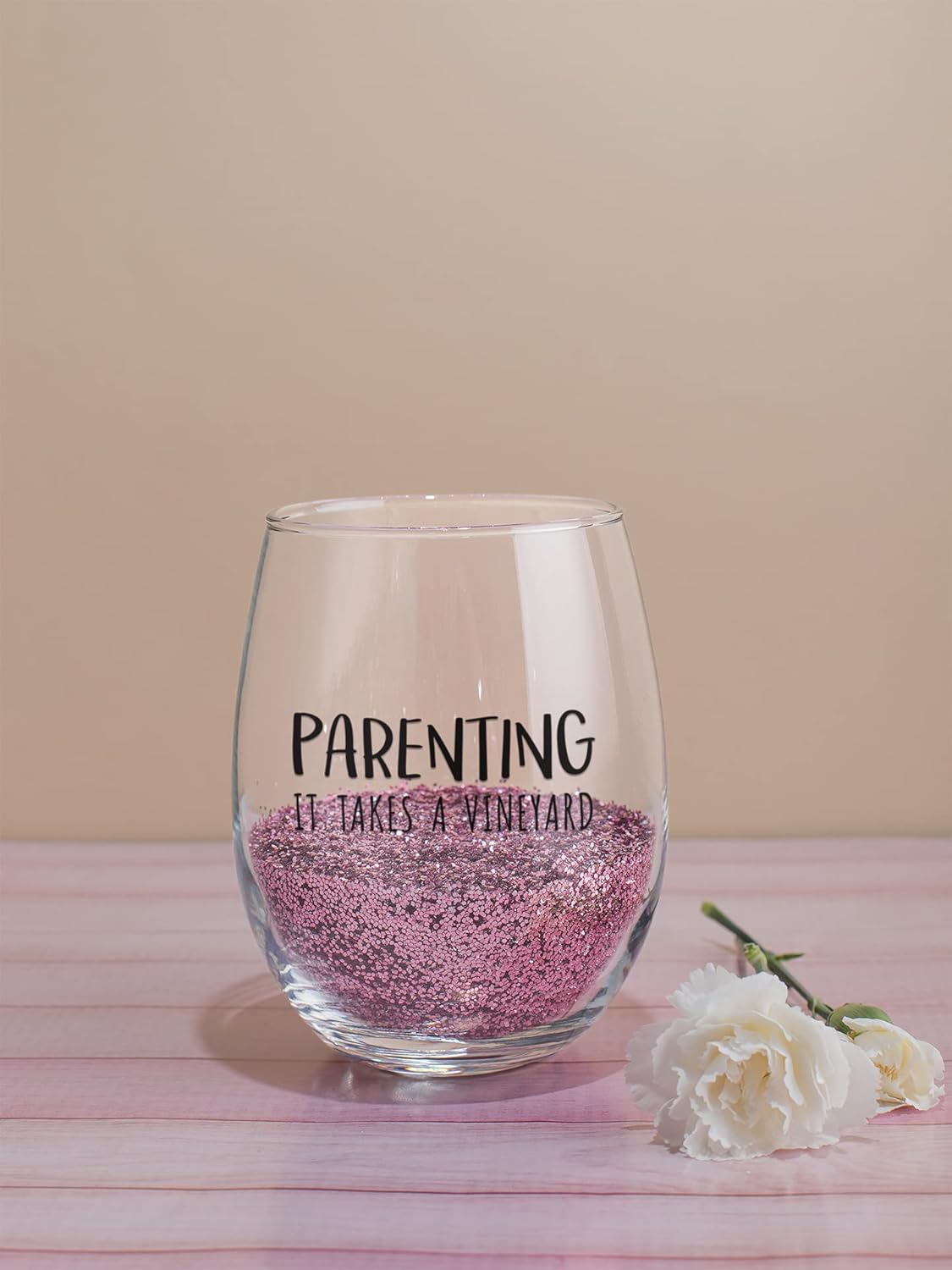 PARENTING It Takes A Vineyard Funny Wine Glass - Gift Idea for Family and Friends