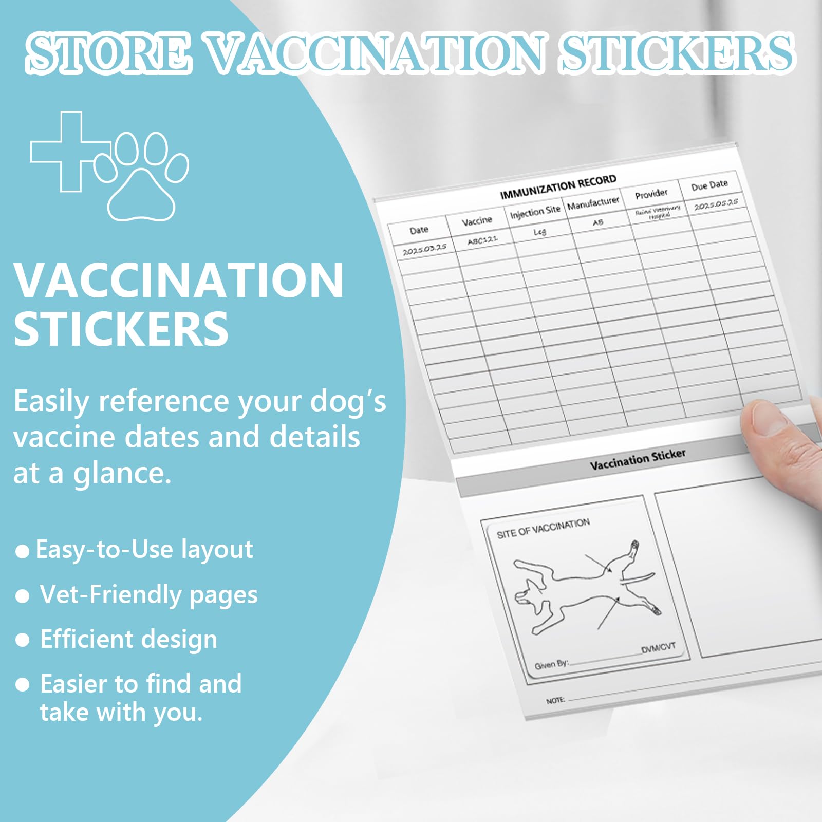 Lot de 10 carnets de vaccination pour chien - 12,7 x 8,9 cm - Carnet d'information pour chien - Carnet médical et de vaccin pour les amoureux des animaux de compagnie - Soins médicaux de toilettage