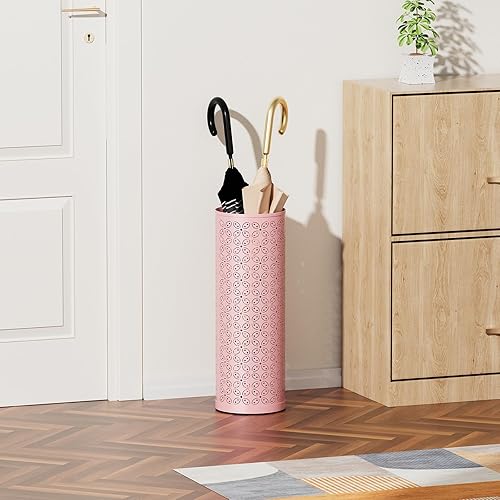 Miniatura 9 de Gloserin Soporte de metal para paragüas, soporte de paraguas independiente, bastones para caminar, para entrada, hogar, oficina (redondo)