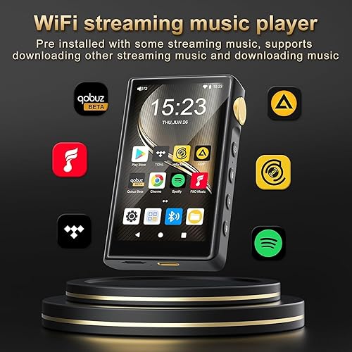 Miniatura 9 de Reproductor de MP3 de alta fidelidad de 96 GB con Bluetooth y WiFi, reproductor de música ZAQE Android 12 de alta resolución, DSD DAC Flac sin