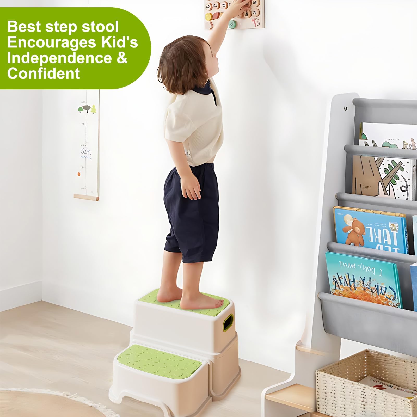 Sgabello per bambini, a 2 livelli, a due livelli, per bagno, lavabo e toilette, antiscivolo e robusto, per bambini, multifunzione, altezza 23 cm, portata 113 kg