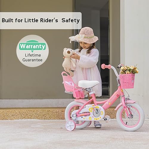 Miniatura 103 de Glerc Maggie Girls Bike, 12-20 Inch Kids Bike for 2-13 Years Old Children, Princess Style Kids Bicycle with Doll-Seat & Basket & Training Wheels,