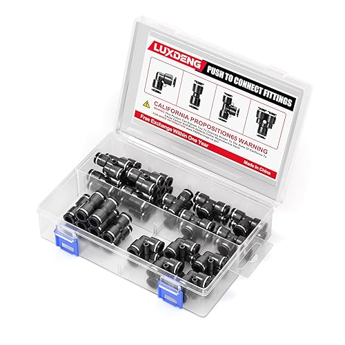 1/4"OD Black Elbows,Tee,Straight and Splitters Push to Connect Tube Fittings