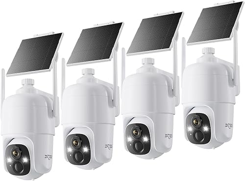 Dzees 2K Wireless Outdoor Security Cameras, 360 Pan Tilt Solar WiFi, 4 Pack