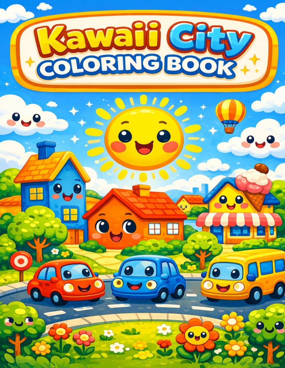 Kawaii City Coloring Book: A Cozy and Cute Urban Coloring Adventure with Adorable Cafes, Shops, Streets and Relaxing City Life Scenes | Perfect gift for Kids, Adults and Teens