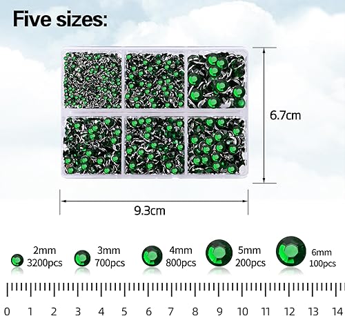 Miniatura 2 de 5000 diamantes de imitación de resina con parte trasera plana, 0.079 in, 0.118 in, 0.157 in, 0.197 in y 0.236 in, parte trasera plana para arte de