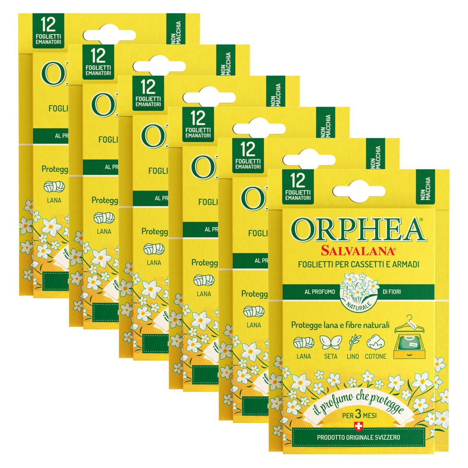 ORPHEA Salvalana Einlegeblätter für Schubladen und Schränke, für Wolle und Kleidung, Blumenduft, 6 Stück