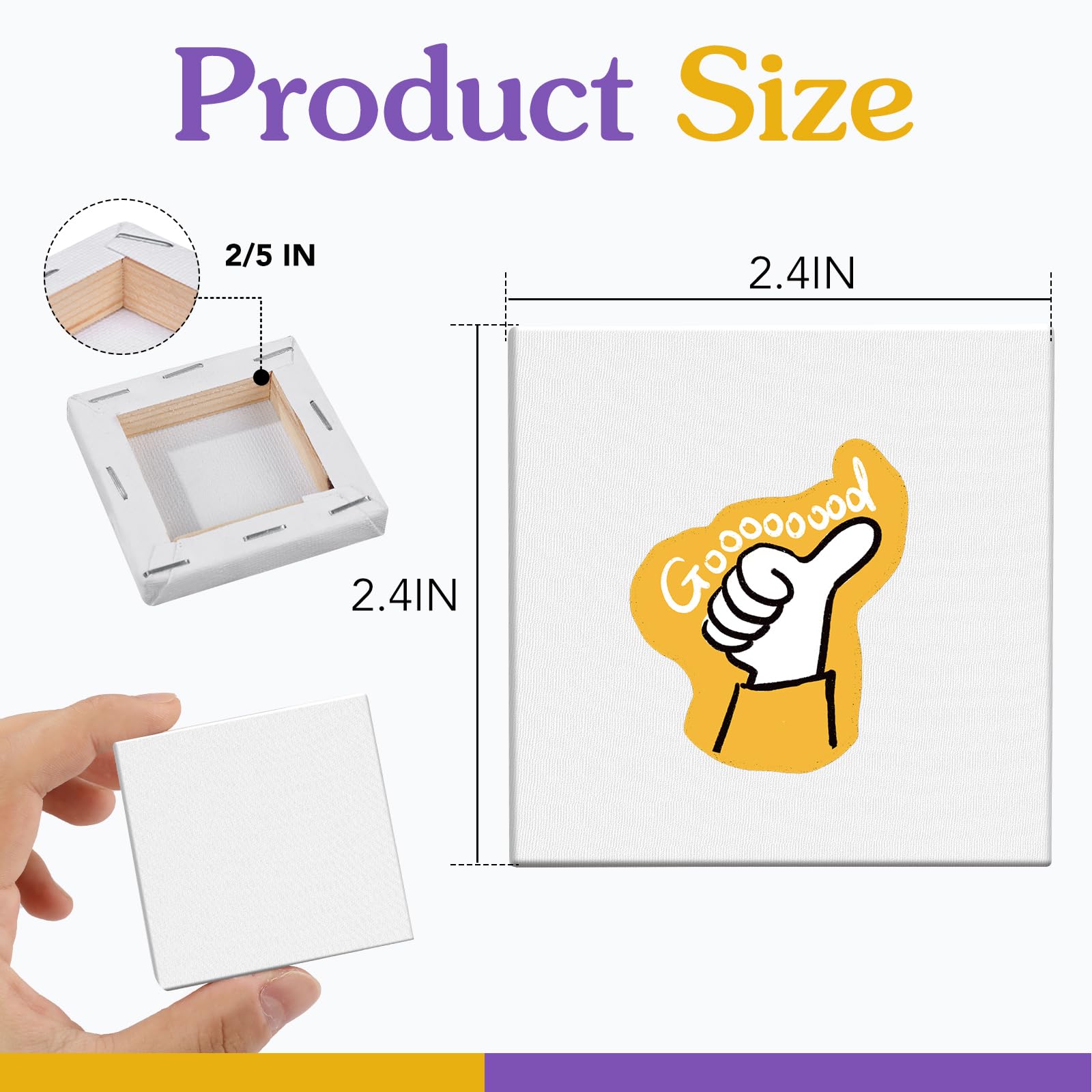 ESRICH Mini-Leinwände zum Malen, Mini-Leinwand, Großpackung mit 200 Stück, 6,1 x 6,1 cm, 1,2 cm Profil, kleine quadratische Leinwand, leere Leinwände sind ideal für Schulprojekte und Kindergeburtstage