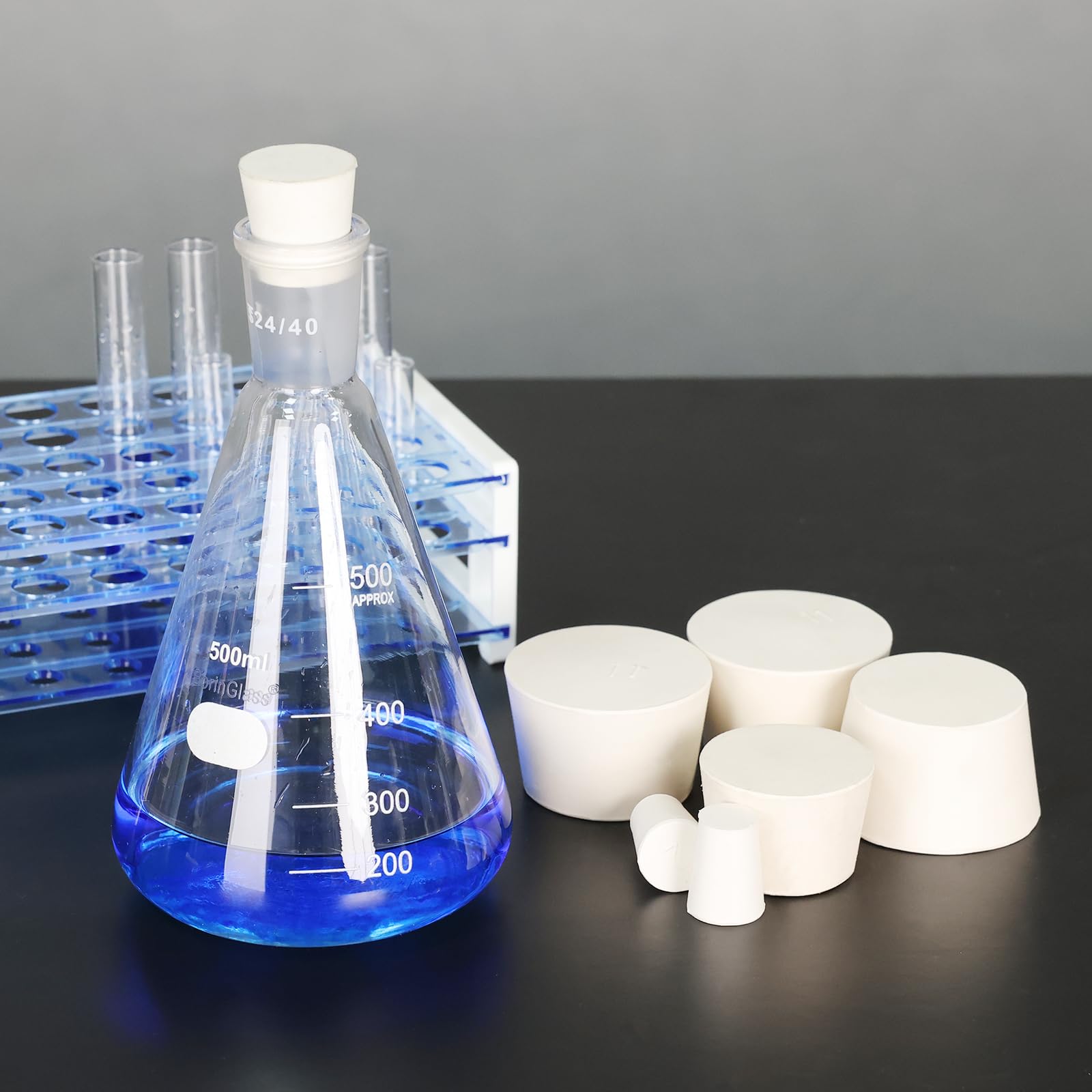 BorinGlass Erlenmeyer de vidrio borosilicato 500 ml con junta 24/40