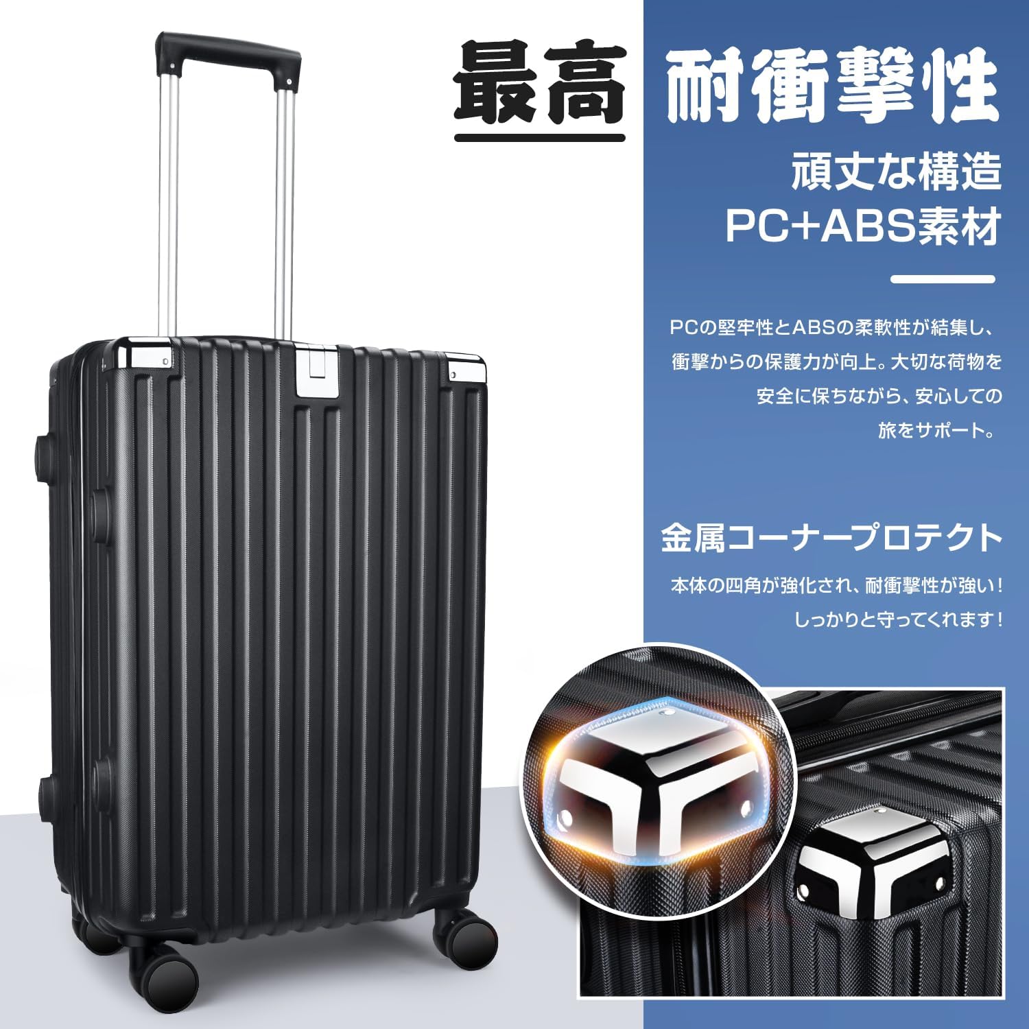 [Tanoka] スーツケース 機内持込 超軽量 キャリーケース 大型 多機能 軽量 キャリーバッグ 静音 ダブルキャスター 耐衝撃 S/M/Lサイズ 360度回転 TSAローク搭載 ファスナー式 旅行 ビジネス 出張 (ホワイト, S（40L/1-3泊）)