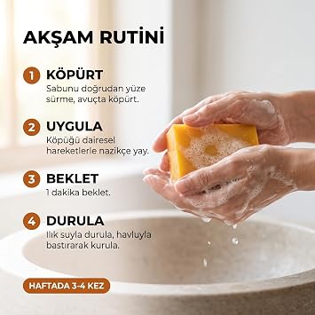 Kojik Asit Sabunu,Koyu Leke, Ölü Hücre, Kolajen, Sivilce, Güneş Lekesi, Zerdeçal, Retinol, C Vitamini, E Vitamini, Kadınlar ve Erkekler için Yüz Temizleyici. 2'Li Paket