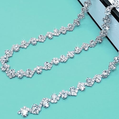 Aplique de cadena de diamantes de imitación de cristal con adornos de diamantes de imitación de 1 yarda para decoración de bricolaje y adorno de