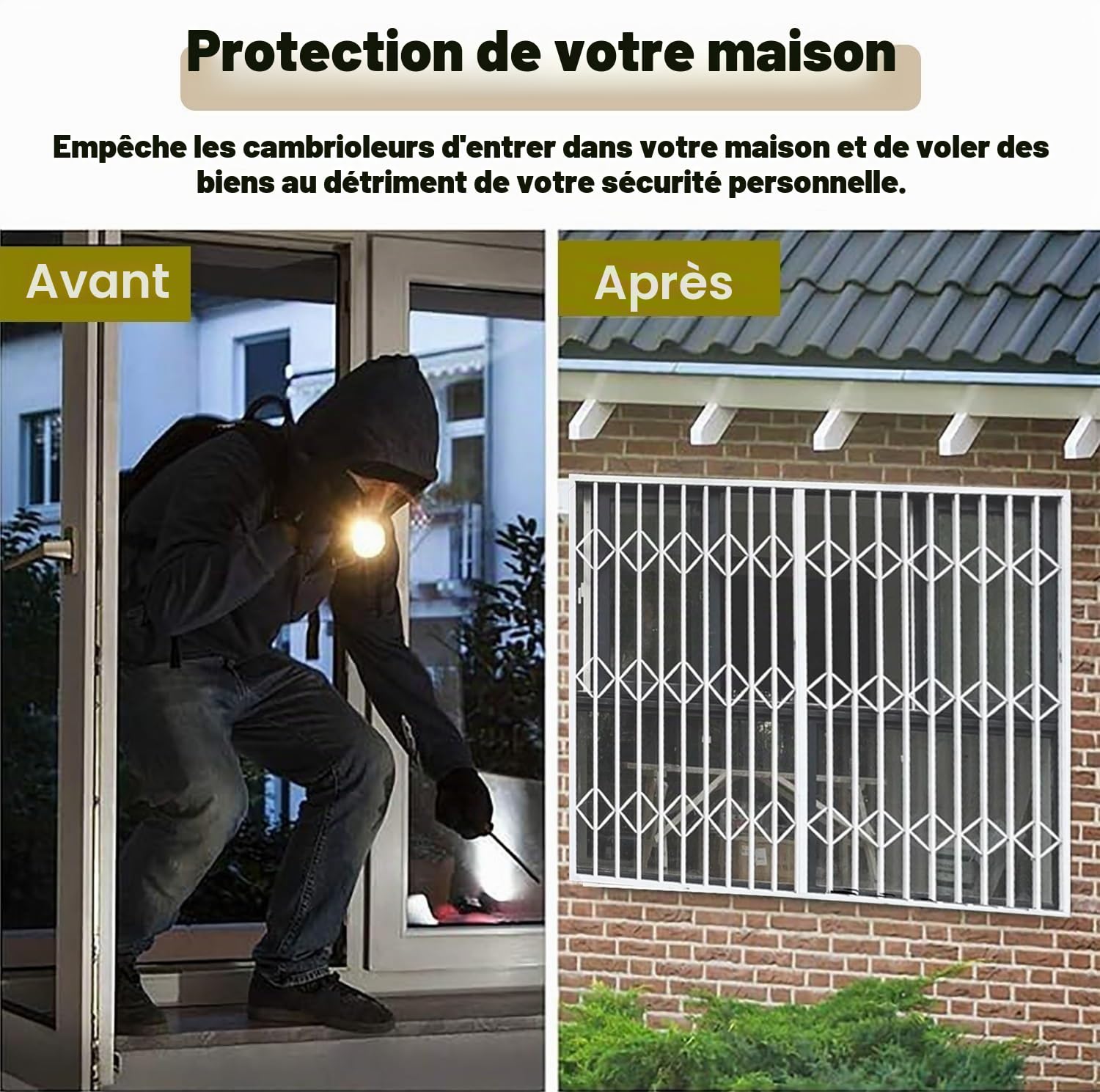 Garde Corps Fenetre Portail de Sécurité Rétractable avec Serrure, Grille de Protection Accordéon Grise Anti-effraction pour Portes Coulissantes, Clôture pour Fenêtres de Maison, Protection pour Enfant