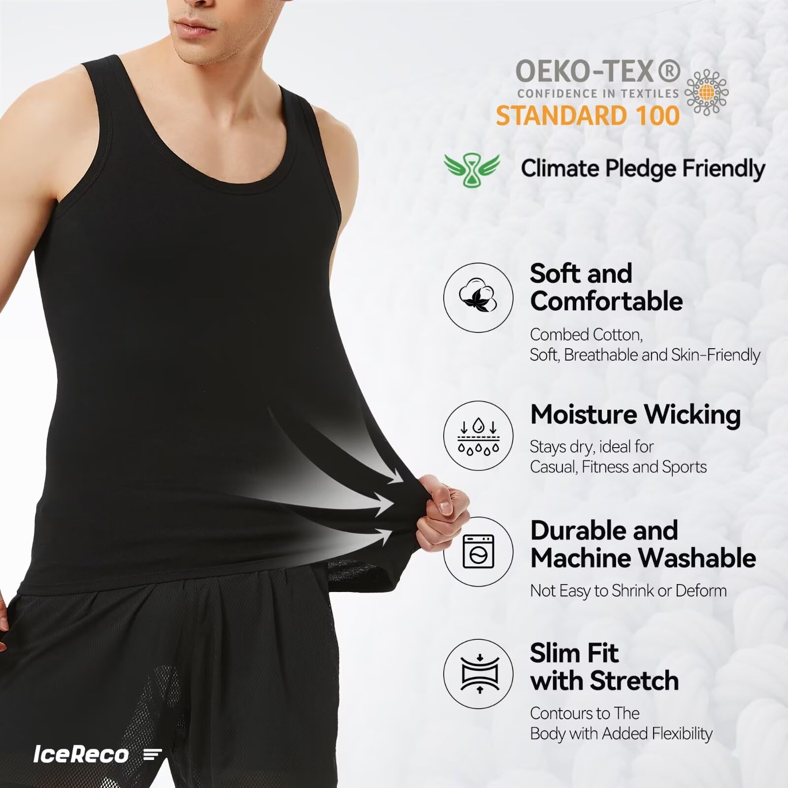 IceReco Canottiera Uomo 100% Cotone (Pacco da 5) Canotta Uomo Palestra Running Sportive Canottiere, Bianco Nero Grigio Marino Oliva, S-5XL
