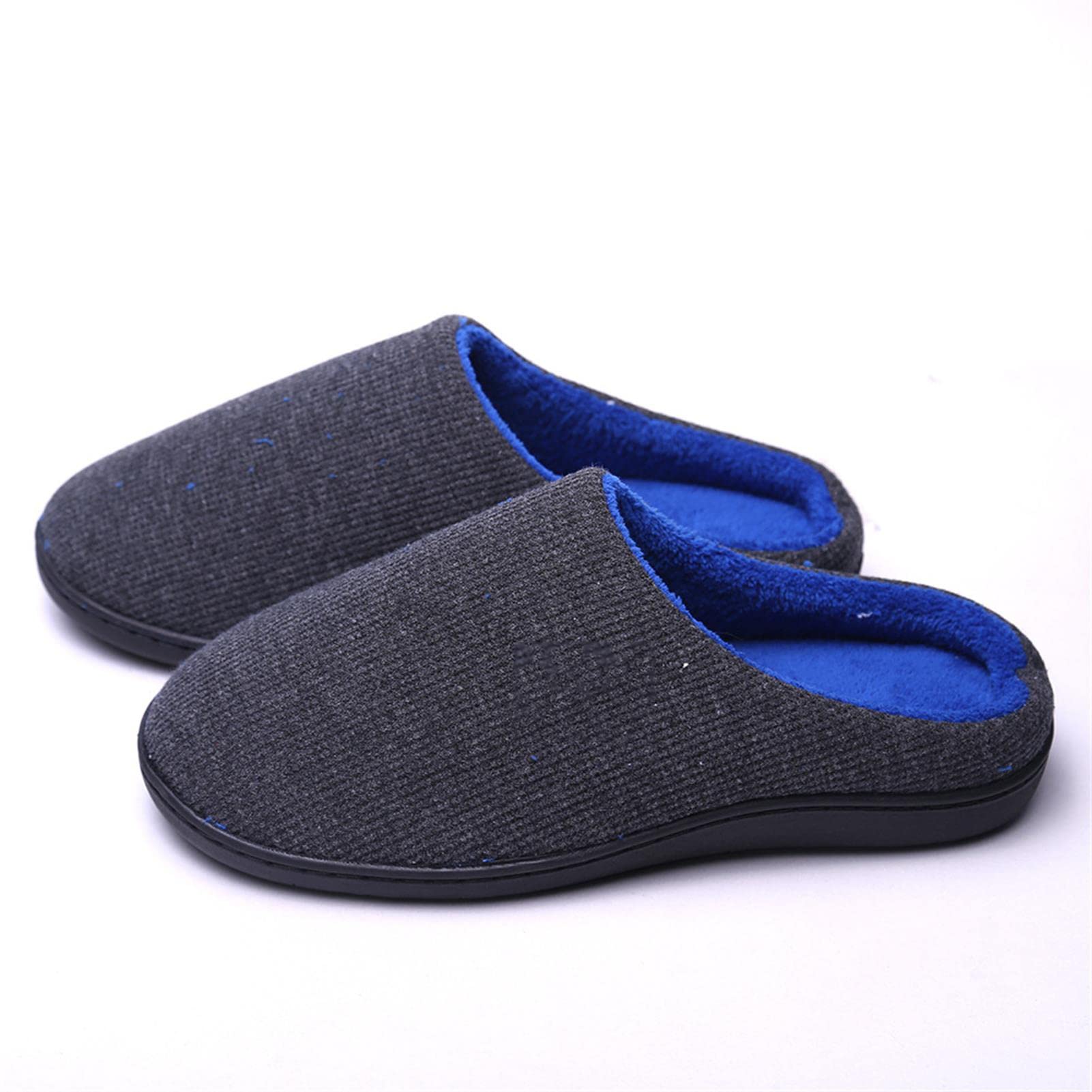 Zapatillas de casa informales cálidas de tela compuesta TPR resistente a la pisada para hombre con espuma viscoelástica, regalo para damas ( grey M)
