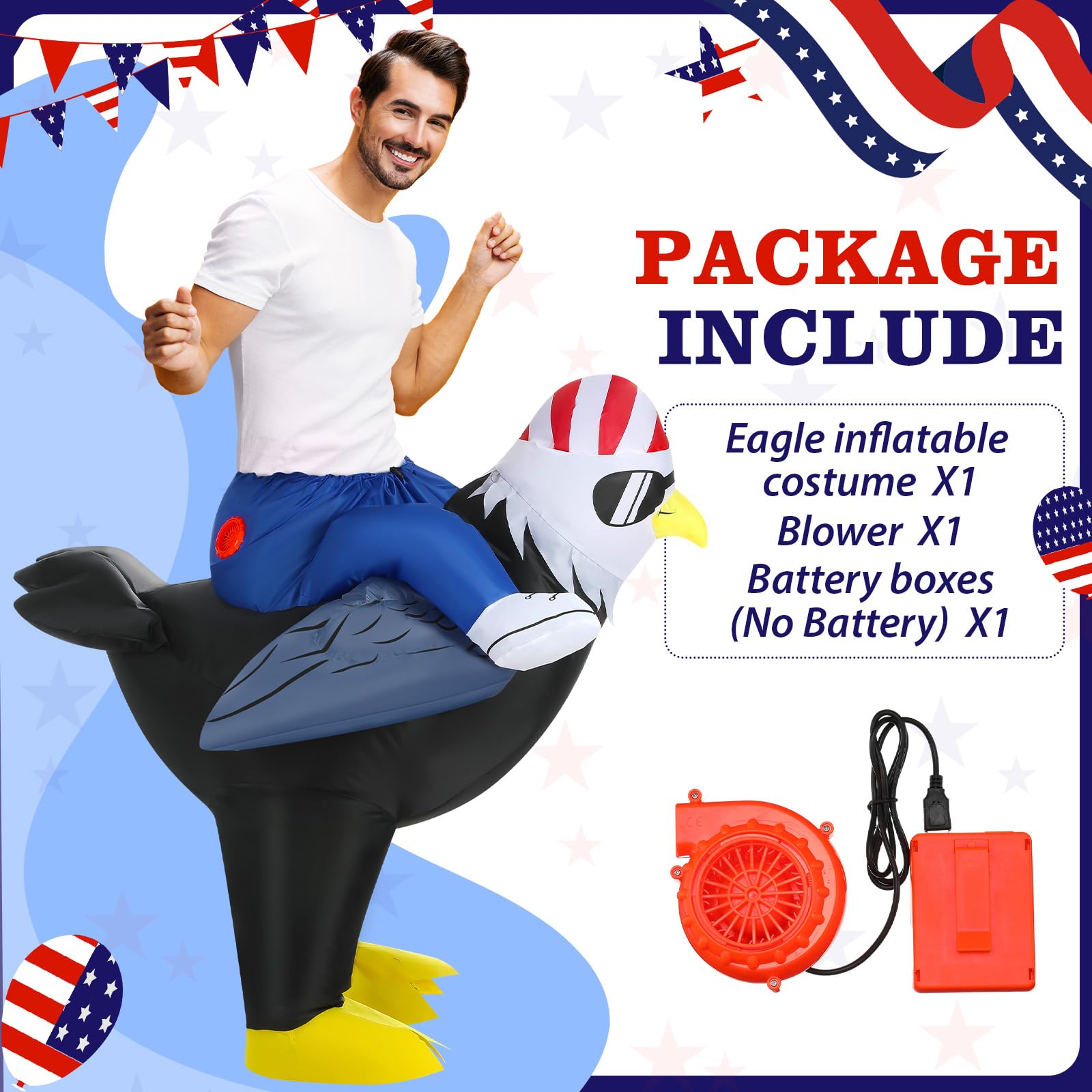 WinnerWhy Inflatable Eagle Bald Bird Costume for Adult Independence Day Blow up Bald Costumes for 4th of July Halloween Party(Fashion)