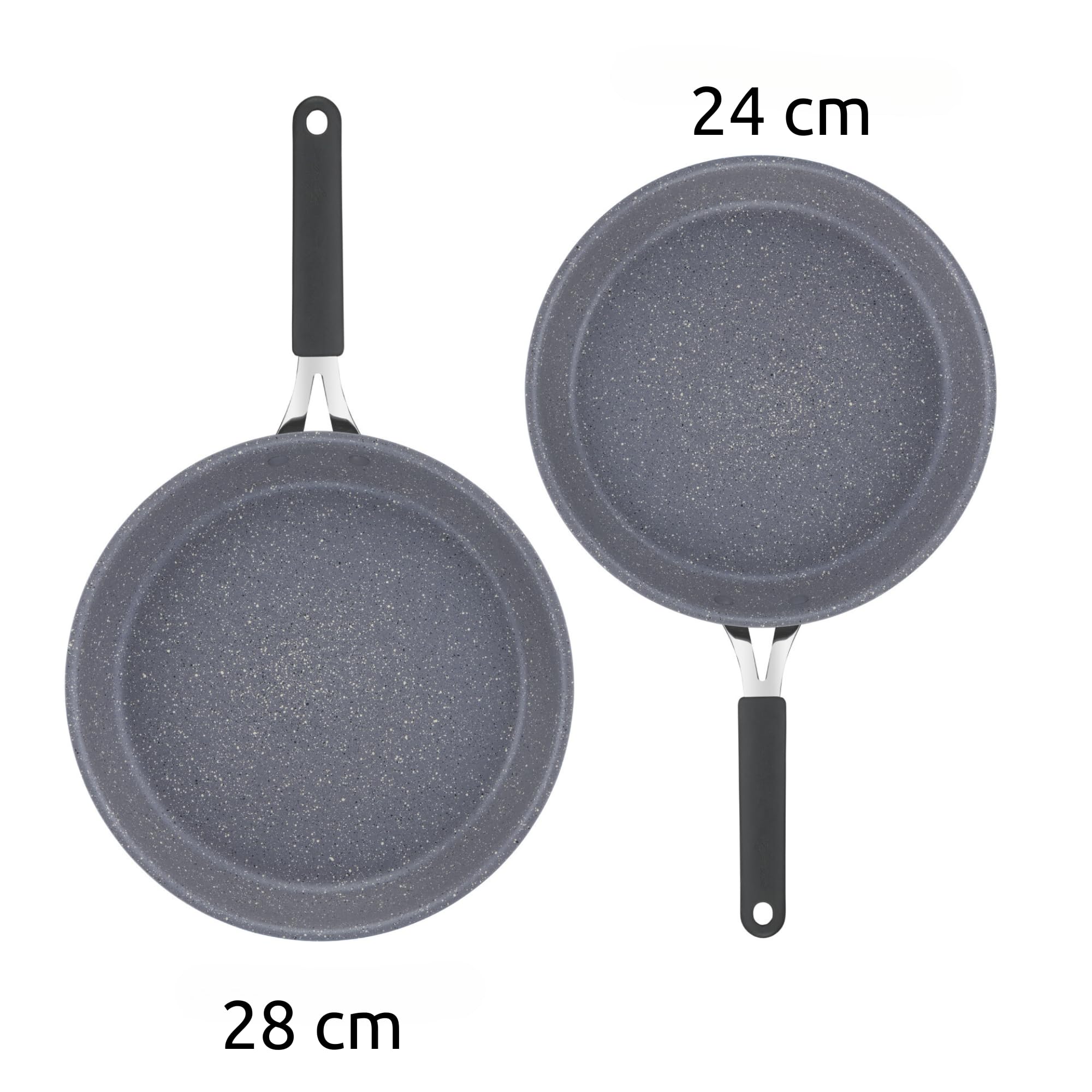 Lagostina Tempra® Mineral Bis 012163600002 - Sartenes de 24/28 cm, revestimiento mineral, antiadherente, seguro, fácil de limpiar, apta para inducción, 012163600002