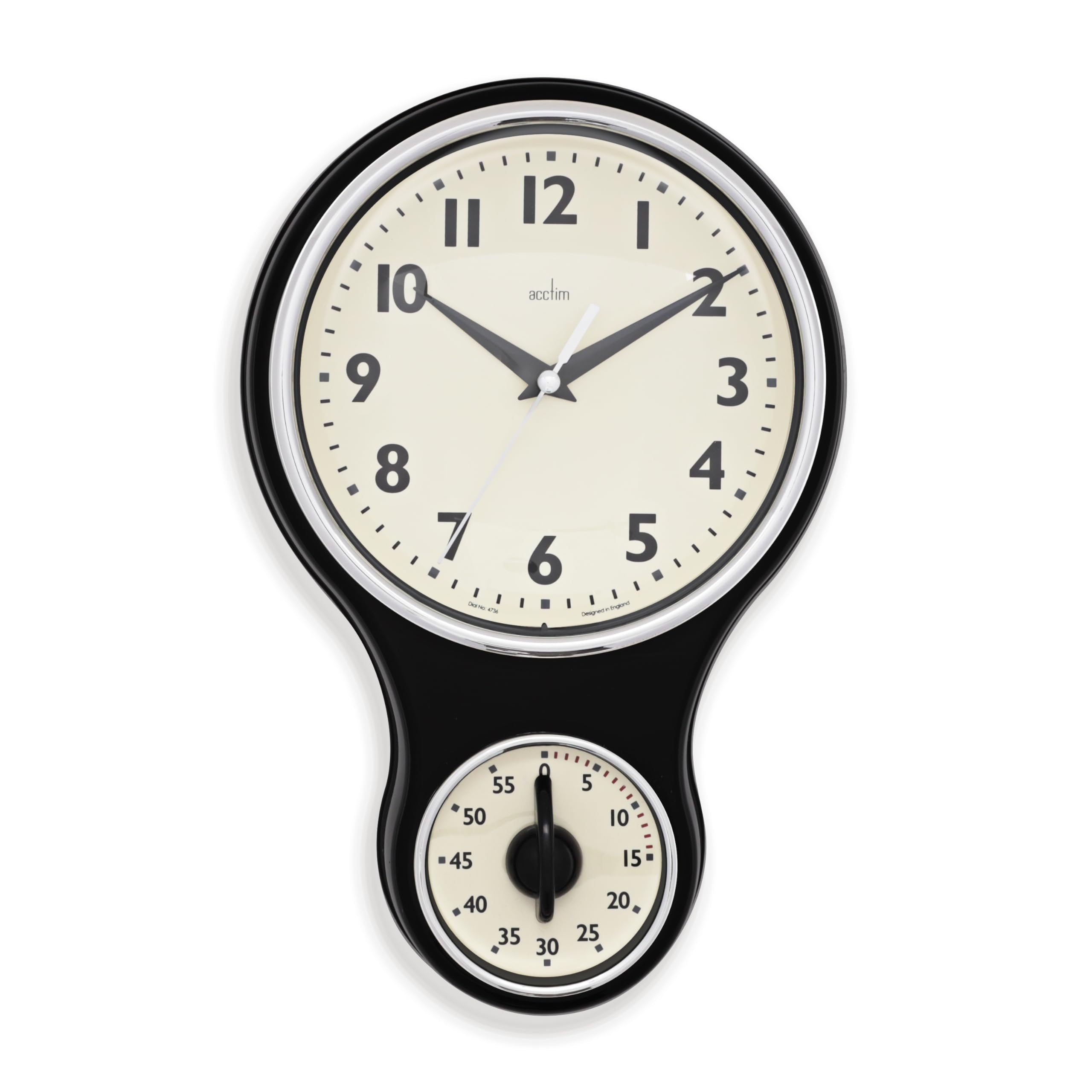 Acctim Kitchen Time Black Clock And Timer