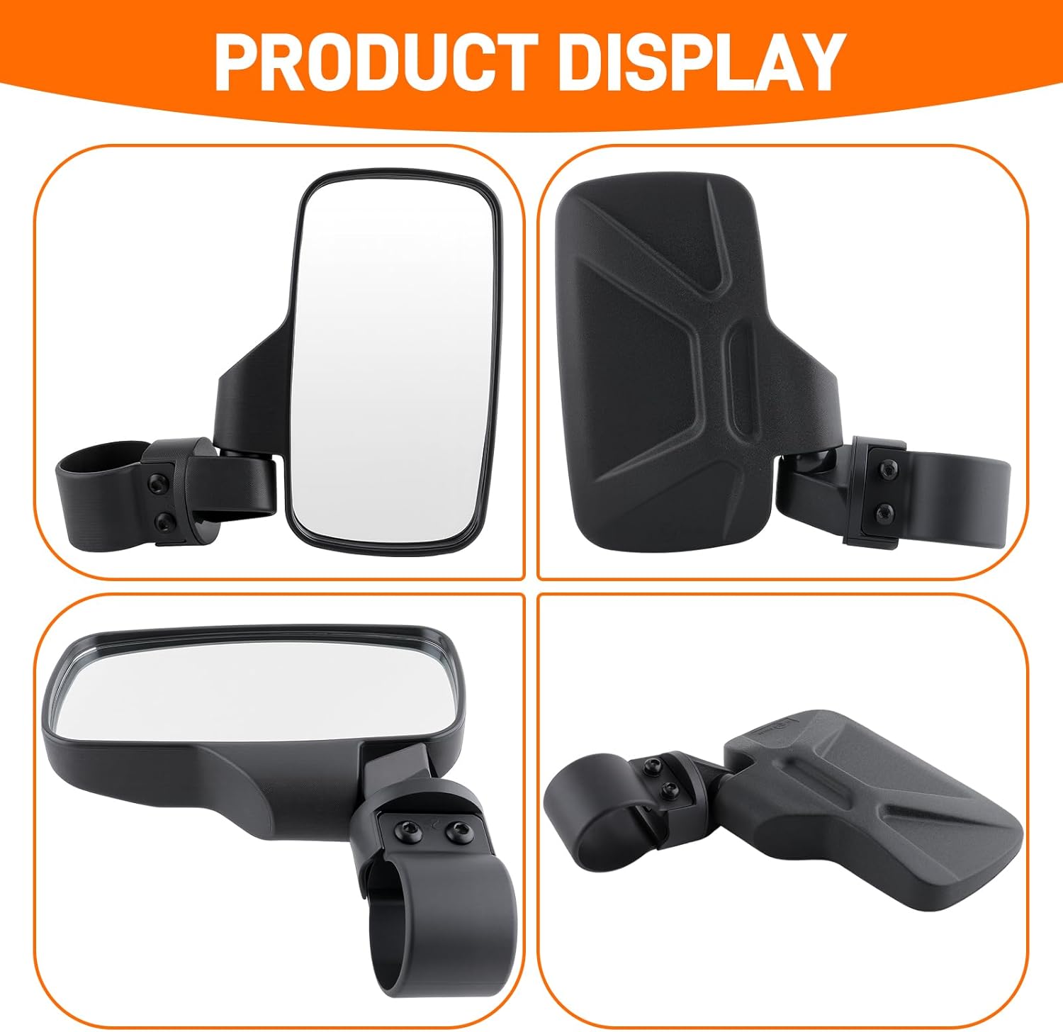 UTV Side Mirror And Center Mirror Fit 1.6" to 2" Roll Bar Cage, Adjustable Rearview Side Mirror Compatible with Polaris RZR Ranger Can-Am Maverick Yamaha Rhino Kawasaki Honda Pioneer Talon Arctic Cat