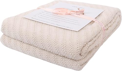 Manta decorativa de punto suave con punto de musgo para sofá, 50 x 60 pulgadas, como regalo con bolsa de lavado gratis (beige)