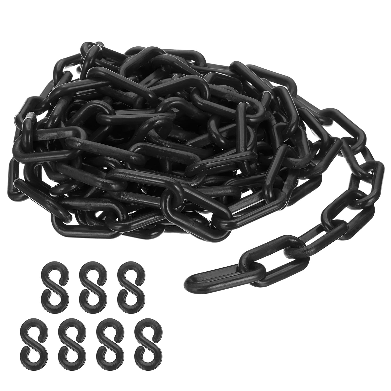 PATIKIL Catena in Plastica Nera, 16 ft 8mm Catena di Sicurezza per Controllo della Folla, riga di Attesa, Parcheggio, Recinzione, Cancello, Concerto, Cantiere e Decorazione
