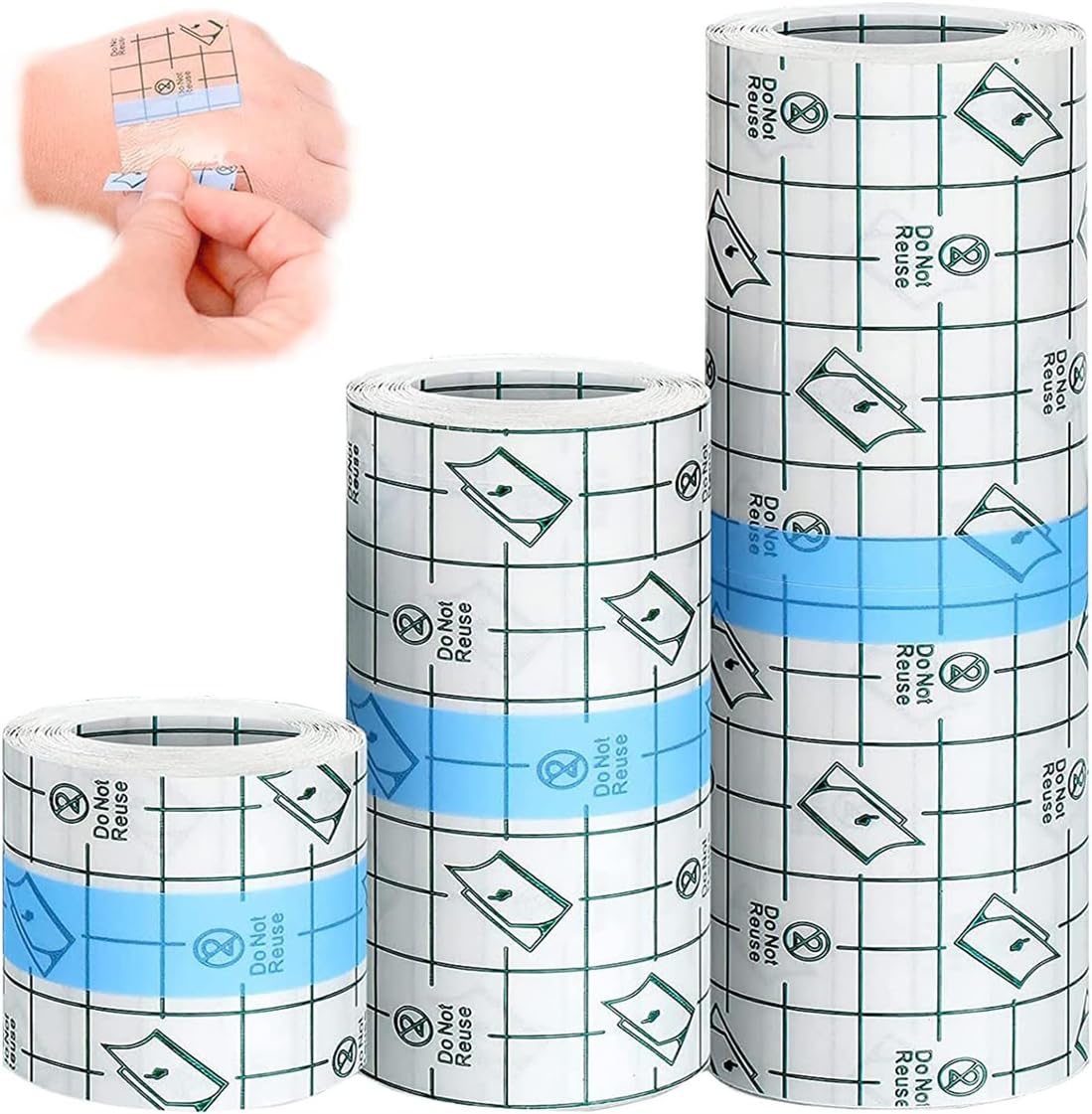 3 Pack Waterproof Bandaid, Transparent Stretch Adhesive Bandages Waterproof Clear Bandage Protective Adhesive Bandages Dressing Tape, 3 Sizes (5cm, 10 cm, 15cm Wide and 5m Length)