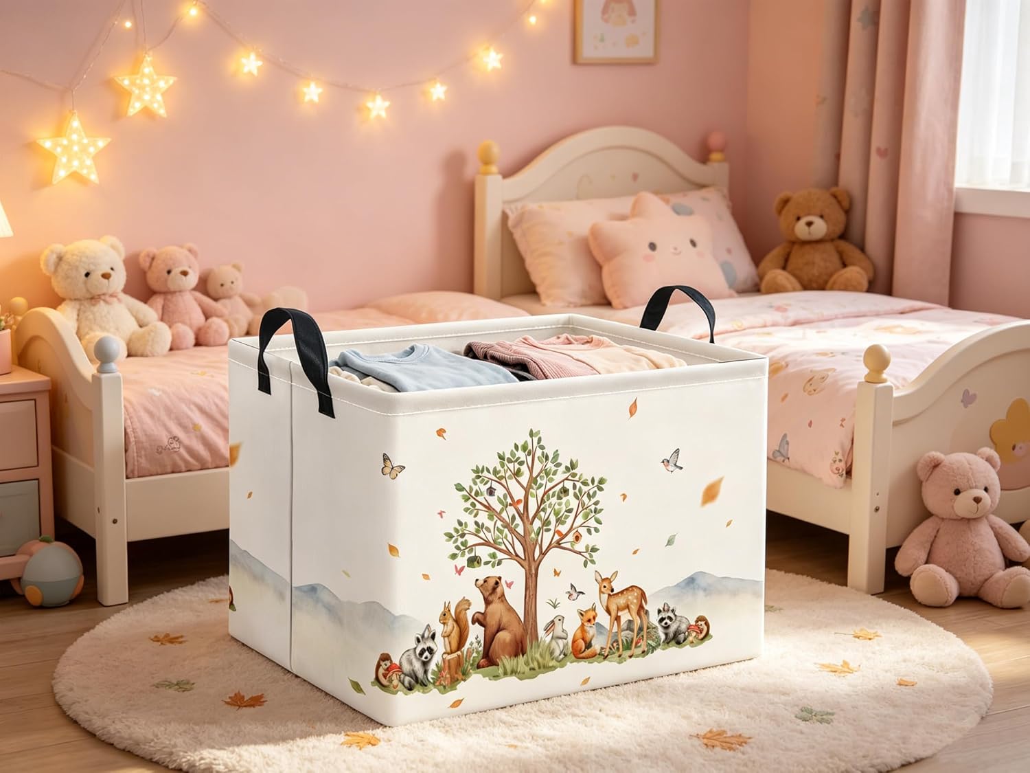 Rectangular Storage Basket Waterproof Storage Bin for Bedroom Collapsible Bin Books Box Basket Room Decor(Animal) image 5