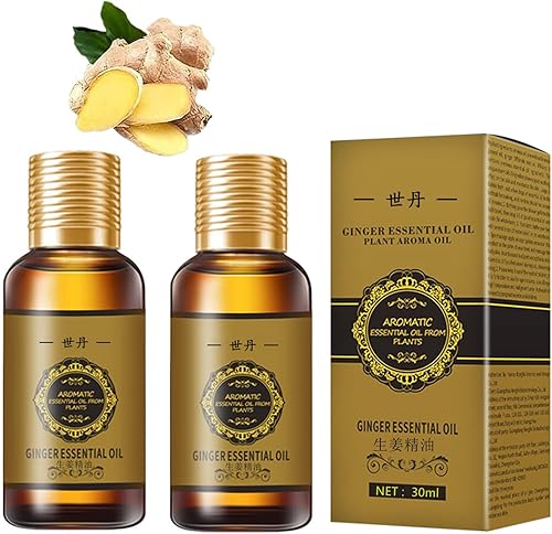 2 unidades (2.0 fl oz), aceite de jengibre para el drenaje del vientre, adelgazante aceite de jengibre para masaje de drenaje linfático, aceite