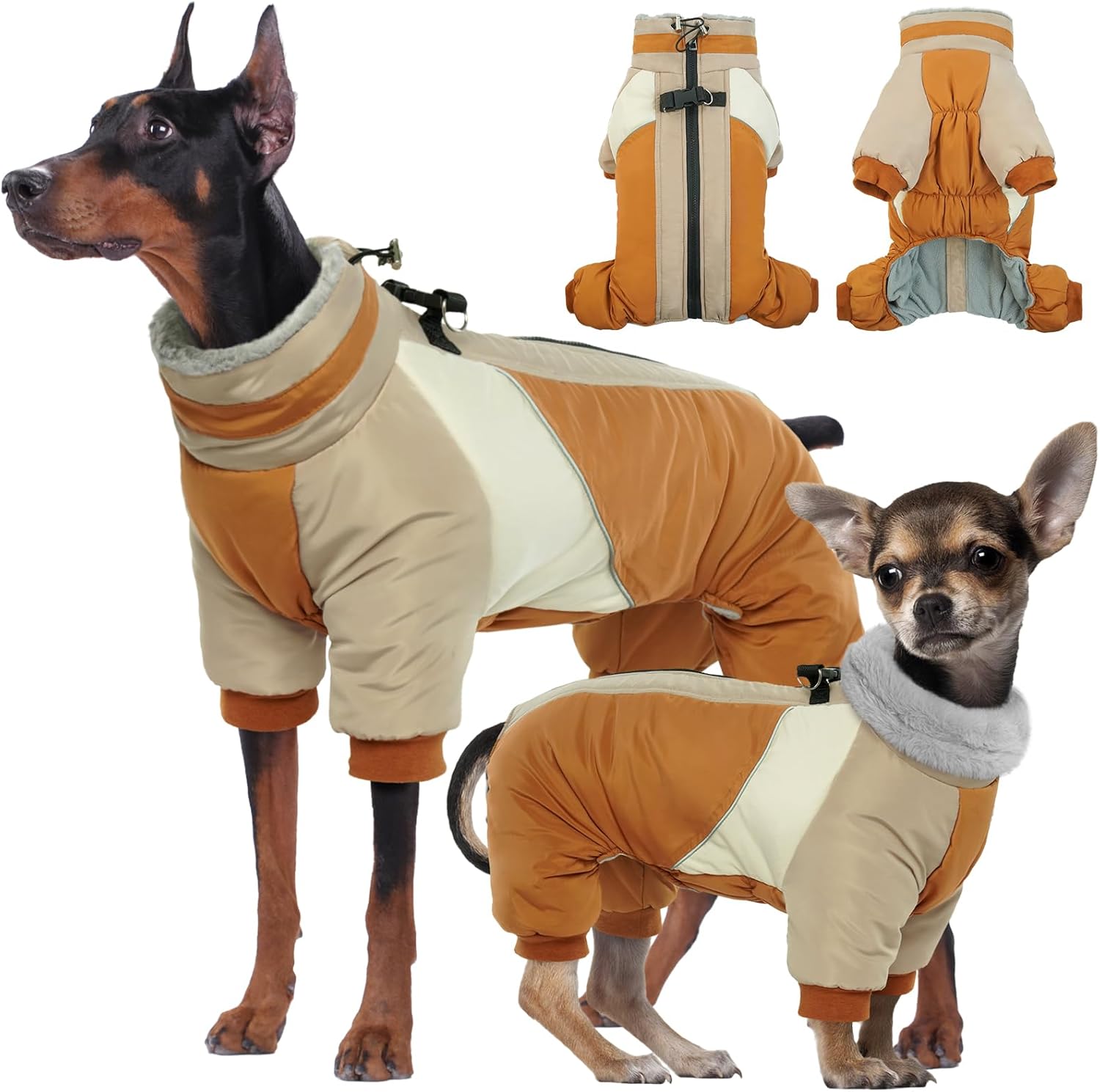 Kuoser Fullbody Dog Coat, Dog Coats for Small Dogs with Harness Built