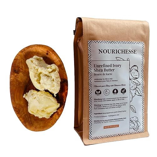 Miniatura 2 de Nourichesse Manteca de karité marfil sin refinar - Bloque de 1 libra (16 onzas), manteca de karité cruda 100% pura