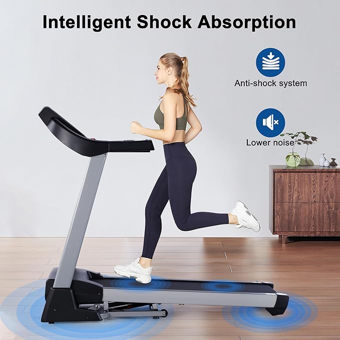 Caminadora Eléctrica Plegable con Inclinación 15% y 350 LBS Capacidad Azul miniatura 5